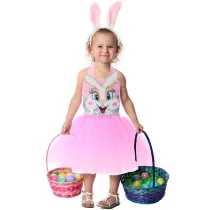 Sequins Rabbit Pink Hand Crocheted Tutu Dress With Rabbit Hairband