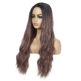 Women Long Wavy Hair Wigs Middle Parting Curly Wig