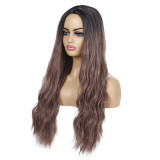 Women Long Wavy Hair Wigs Middle Parting Curly Wig