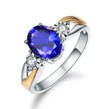 Blue Zircon Fashion Jewelry Inlaid Diamond Adjustable Size Women Ring