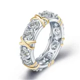 Silver Zircon Tire Fashion Jewelry Hollow Inlaid Diamond Women Ring