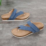 Women Wide Strap Flip Flop Flat Sandal Slipper