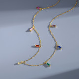 18K White Gold Zirconia Diamonds Pendant Necklace