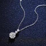 Sterling Silver Solitaire Moissanite Diamond Snowflake Pendant Necklace