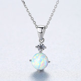 Round Cut Crystal Solitaire Pendant Necklace