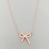 Sterling Silver S925 Necklace Ins Simple Small Fresh Bow Micro Inlaid Diamond Temperament Clavicle Chain