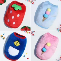 Pet Dog Cloth Coral Fleece Ice Cream Printed Keep Warm Puppy Winter Cloth