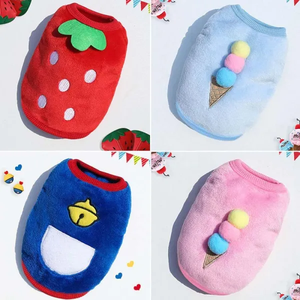 Pet Dog Cloth Coral Fleece Ice Cream Printed Keep Warm Puppy Winter Cloth