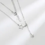 14K Rose Gold Stars Moissanite Diamonds Pendant Necklace