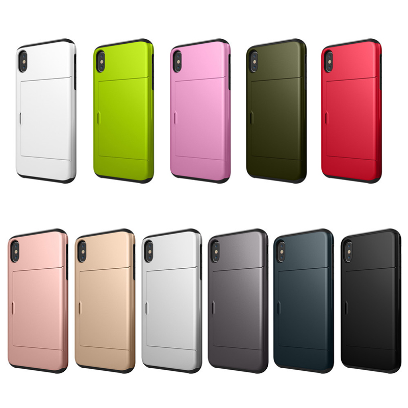 Pure Color Fall Proof Card Insertion Phone Case for iPhone13 12 11 Pro Max
