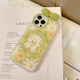 Cute Bowknot Printed Honey Peach Flower Phone Case for iphone13 12 11 Pro Max