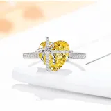 Sterling Silver Heart Cut Pave Zirconia Gemstone Rings