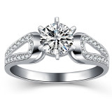Silver Zircon Fashion Jewelry Inlaid Diamond Adjustable Size Women Ring