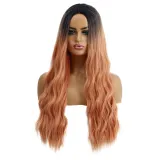 Women Long Wavy Hair Wigs Middle Parting Curly Wig