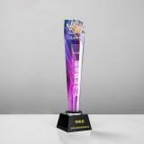 Hexagonal Lotus Style Crystal Trophy Optical Award
