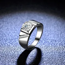 Sterling Silver Semi Pave Diamonds Solitaire Round Cut Sparking Moissanite Rings