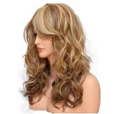 Women Synthetic Fluffy Wavy Curls Hair Wigs Multicolor Medium Curly Hair Wig