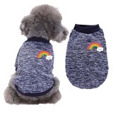 Pet Small Dog Long Sleeve Rainbow Printed Solid Color Sweater Puppy Cloth