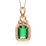 Emerald Clover Pendant Chain Jewelry Necklaces Women Rings Jewelry Sets