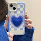 Printed Plaid 3D Bowknot Love Heart Drop Proof Phone Case for iPhone13 12 11 Pro Max