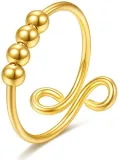 Brass Copper Gold Filled Plated Anxiety Women Ball Simple Minimalist Open Gold Ring