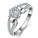 Silver Zircon Fashion Jewelry Inlaid Diamond Adjustable Size Women Ring