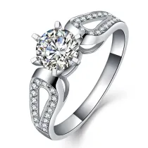 Silver Zircon Fashion Jewelry Inlaid Diamond Adjustable Size Women Ring