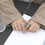 Emerald 7 Pieces Fashion Jewelry Inlaid Diamond Women Ring