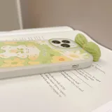 Cute Bowknot Printed Honey Peach Flower Phone Case for iphone13 12 11 Pro Max