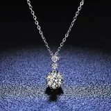 Sterling Silver Solitaire Moissanite Diamond Snowflake Pendant Necklace
