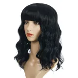 Women Synthetic Short Dye Wavy Hair Wigs Middle Parting Curly Wig