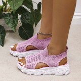 Women Open Toe Hollow Out Flat Shoes Platform Sandals