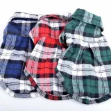 Pet Small Dog Lattice Short Sleeve Shirt Puppy Cloth