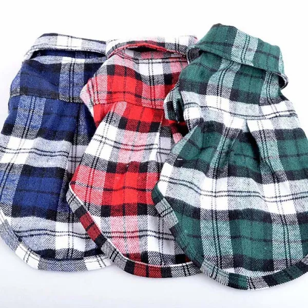Pet Small Dog Lattice Short Sleeve Shirt Puppy Cloth