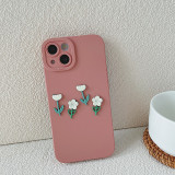 3D Tulip Pure Color Drop Proof Phone Case for iPhone13 12 11 Pro Max