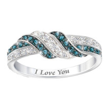 Blue Silver Zircon Alternate Fashion Jewelry Inlaid Diamond Women Ring