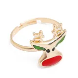 10PCS Oil Drop Christmas Elk Tree Snowflake Sock Rings Adjustable Size Gold Plated Xmas Santa Claus Rings