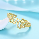 Silver Gold Zircon SHU Five Women Rings Jewelry Inlaid Diamond Adjustable Size Women Ring
