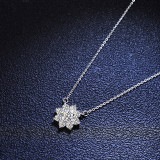 Sterling Silver Zirconia Moissanite Diamond Sunflower Pendant Necklace