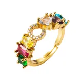 Golden Zircon 26 English Letters Fashion Jewelry Inlaid Diamond Adjustable Size Women Ring