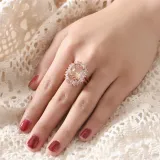 Champagne Zircon Rectangular Fashion Jewelry Inlaid Diamond Adjustable Size Women Ring