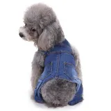 Pet Dog Cloth Denim Overall Poodle Teddy Fashion Out door Cloth