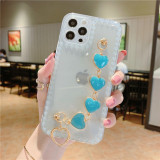 3D Heart Frame Drop Proof Phone Case for iPhone13 12 11 Pro Max with Love Heart Chain Wristband