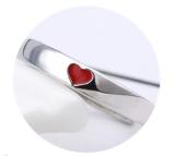Women Men Couple Ring Adjustable Custom Red And Black Heart Love Cute Pattern Rings