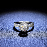 Sterling Silver Semi Pave Diamonds Solitaire Princess Cut Moissanite Wedding Rings