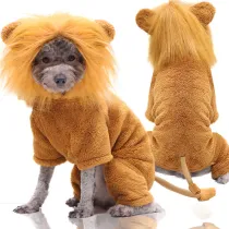 Pet Dog Clothes Cartoon Lion Zebra Cheetah Hoodie Flannel Sleepwear With Hat