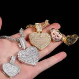 Diy Photo 14K Yellow Gold Heart Shaped Pave Diamond Pendant Necklace