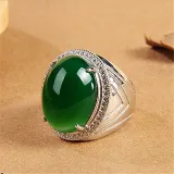 Jade Fashion Jewelry Inlaid Diamond Adjustable Size Women Ring