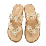 Beach Rhinestone Flowers Flat-Bottom Flip-Flops Sandal Slipper