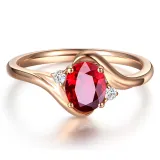 Rose Red Zircon Fashion Jewelry Inlaid Diamond Adjustable Size Women Ring